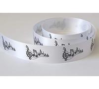 Music Note Ribbon 25mm Wide Satin Ribbon Available in Various Lengths (5 metres)