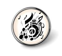 Music Note Round Badge Cute Enamel Lapel Pin Brooches Button Pin Personalized Clothing Decoration Unisex Badge Holder Hats Bags Shirts Decor