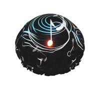Music Note Shower Cap Reusable Waterproof Shower Bonnet for Women Men Elastic Band Bath Hair Hat Double Layered Washable Bath Cap for All Hairstyles, Travel-Friendly