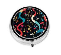 Music Note Small Pill Box 3 Compartment Portable Pill Box for Purse Pocket Abstract Musical Mini Medicine Organiser for Daily Vitamin Fish Oil Storage