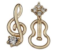 Music Note Stud Earrings for Pierced Ears Golden Alloy Tiny Pair