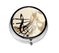 Music Note This Small, Round Pill Box is a Portable Travel Medicine Organizer with Three compartments for Storing Daily medications.