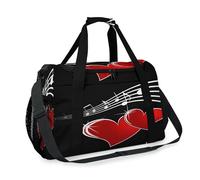 Music Note Travel Duffel Bag for Girls Boys Women Men Note Red Love Heart Weekend Overnight Bag Shoulder Tote Luggage Handbag for Travel Sports Gym