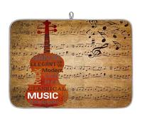 Music Note Violin Theme Microfibre Dish Drying Mat Absorbent Dish Drying Drainers Mats for Kitchen Spoon Glass Plate 45.7 x 60.9 cm