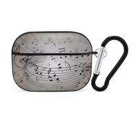 Music Note Wall Airpod Pro Case AirPods 2 Case for Women Hard Shell Protective Cover with Carabiner Keychain Compatible with AirPods Case 2nd 1st Generation, Front LED Visible Black