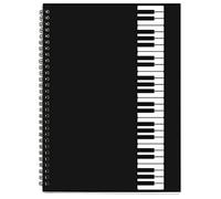 Music Notebook, Blank Sheet Note book, Cardboark Spiral NoteBook Manuscript Paper, Composition Staff Paper for Kids, Musician, Students, Piano-Keyboard-Music-Notebook 100 Pages 26x19cm