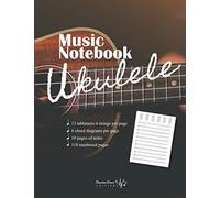 Music notebook Ukulele: v1-2 Large blank sheet music whith 13 tablatures 4 strings and 6 chord diagrams per page with index for Ukulele guitarist | 110 numbered pages + title | picture ukulele