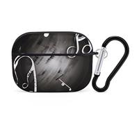 Music Notes AirPods Pro 2 Case Cover, Shockproof Hard Shell Protective Case for Women Men, Compatible with Airpod Pro Case 2nd/1st Generation with Keychain-Black