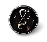 Music Notes Badges Decorative, Durable Aluminum Alloy Round Badge, Lightweight Button Brooch for Shirts, Jackets, Hats, Uniforms 1"