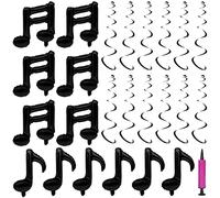 Music Notes Balloons, 25Pcs Music Note Mylar Balloons Party Decorations,Black Aluminum Foil Music Balloons and Hanging Swirls Glitter Musical Sign Spiral Music Theme Party Birthday Concert Decoration