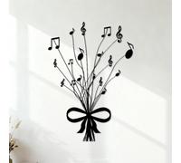 Music Notes Bouquet Bow Music Wall Decals Paster Paper Waterproof 54.6x76.4cm Black