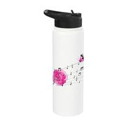 Music Notes Butterfly Lover Rose Lover Composer Musician Stainless Steel Insulated Water Bottle