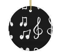 Music Notes Christmas Tree Ceramic Hanging Round Festival Ornament Pendant Home Party Holiday Decor