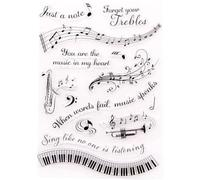 Music Notes Clear Stamps for Card Making DIY Scrapbooking, Musical Instruments Transparent Rubber Seal Stamps for Photo Card Album Crafting Supplies