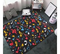 Music Notes Colorful Print Area Rugs for Living Room Bedroom, Washable Soft 3x5 Throw Rugs Non Slip Carpet for Bedroom Decor Aesthetic 60x39 inches