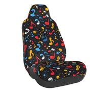 Music Notes Colorful Print Car Seat Cover, Automotive Seat Covers Front Seats for SUVs Trucks Car Seat Protector Accessories for Women Men