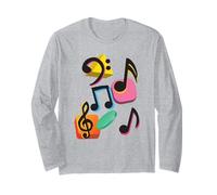 Music Notes Colourful Retro Vintage Musicians Long Sleeve T-Shirt