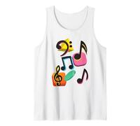 Music Notes Colourful Retro Vintage Musicians Tank Top