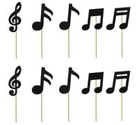 Music Notes Cupcake Toppers, Black Glitter Themed Cupcake Toppers Cupcake Picks for Rock Music Theme Baby Shower Musical Themed Birthday Decorations 30 PCS