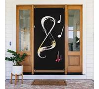 Music Notes Door Cover Decorations, Welcome Door Banner Backdrop Seasonal Spring Summer Porch Banner Sign Photo Background for Indoor Outdoor Party Decor 72.8 x 35.4 Inch
