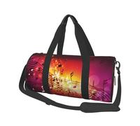 Music notes Duffle Bag for Women Men Personal Item Travel Bags Canvas Weekender Overnight Bag Lightweight Sports Tote Gym Bag Carry On Luggage Bag, Black, One Size