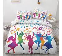 Music Notes Duvet Cover Set King Size Colorful Quilt Cover 230x220 cm 3D Reversible Bedding with Pillowcases Zipper Closure Soft Easy Care Comforter Covers Set a.1495
