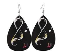 Music Notes Earrings for Women Teardrop Leather Earring Double Sided Drop Dangle Earrings Lightweight Women's Ear Accessories Jewelry Fashion Birthday Gift
