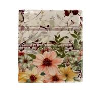 Music Notes Floral Big Replaceable Book Cover, Reusable PU Leather Book Protector, Suitable for 9.8" x 11" Notebooks