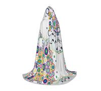 Music Notes In Rainbow Colored Hooded Cape For Teenagers Witch Vampire Cosplay Party Halloween Christmas Printed Long Cloak