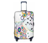 Music Notes in Rainbow Colored Luggage Cover Suitcase Trolley Case Protector Elastic Washable Anti Scratch Fit 18-32 Inch