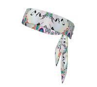 Music Notes In Rainbow Colored Sports Head Tie Adjustable Stylish Breathable Running Workout Gym Cycling Tennis Basketball