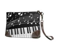 Music Notes Leather Clutch Bag for Women, Colorful Art Wristlet Purse with Detachable Strap Evening Handbag, Ladies Long Wallet for Wedding Party Travel Business