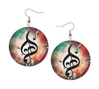 Music Notes Leather Round Earrings Daily Accessories Working At Work Women'S Fashion