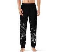 Music Notes Men's Pajama Pant Lounge Sleepwear Elastic Waistband Sleep Bottoms XL
