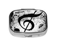 Music Notes,Meta Pill Box 2 Compartment Medicine Case,Portable Organizer,Rectangle Meta Portable Organizer Pill Box 358 Compartment Medicine Case