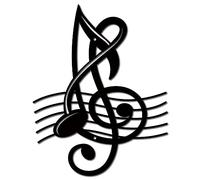 Music Notes Metal Wall Art Decor Black Wall Signs Iron Hanging Metal Ornament Sculpture for Balcony Garden Home Living Room Decoration Outdoor Gifts Christmas Halloween Holiday 11.8x9.2Inch