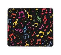 Music Notes Mouse Pad Colorful Art Gaming Mouse Mat with Stitched Edges Non-Slip Rubber Base Mousepad for for PC Laptop 30x25cm