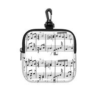 Music Notes Musical Note Symbol Illustration, Square Zipper Storage Bag, Neoprene Coin Purse, Small Wallets, Change Pouch, Change Purse