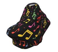 Music Notes Nursing Cover 360° Full Coverage Colorful Art Stretch Scarf for Breastfeeding and Car Seat Cover Fit for Most Pushchairs and Prams