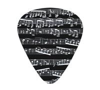 Music Notes On Black,12 Pcs Guitar Pick,3 Different Thickness Plectrums for Acoustic Guitar Bass Ukulele (0.46mm 0.96mm 0.71mm)