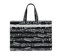Music Notes On Black,Canvas Document Bag Zipper File Tote Bag Handbag Briefcase for School Office