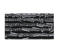 Music Notes On Black,Mouse Pad Large Desk Pad Computer Keyboard Mouse Mat with Non Slip Rubber Base 40 x 70 cm