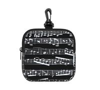 Music Notes On Black, Square Zipper Storage Bag, Neoprene Coin Purse, Small Wallets, Change Pouch, Change Purse