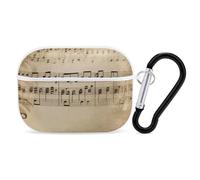 Music Notes on Old Paper AirPod Pro Case, Anti Scratch Hard PC Cover with Keychain, AirPod Pro 2nd/1st Case Accessories for Women Men, White-Style