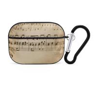 Music Notes on Old Paper AirPod Pro Case, Anti Scratch Hard PC Cover with Keychain, AirPod Pro 2nd/1st Case Accessories for Women Men, Black-Style