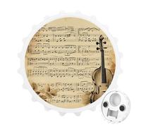 Music Notes on Old Paper Bottle Opener Magnetic Beer Bottle Openers for Fridge Magnetic Round Beer Opener Sticker Flat Bottle Openers for Kitchen & Bar,Gift for Beer Lover