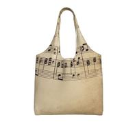 Music Notes on Old Paper Canvas Tote Bag for Women Reusable Shopping Grocery Bags with Handles Cloth bags