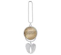 Music Notes on Old Paper Car Hanging Pendant, Zinc Alloy Rearview Mirror Charms - Relieve Visual Fatigue, Vintage Keychain Pendant, Lucky Car Interior Hanging Decoration, Silver-Style