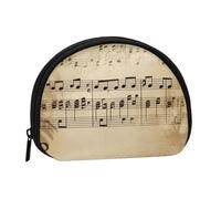Music Notes on Old Paper Coin Purse with Zipper Mini Coin Pouch Small Change Wallet for Men Women Coin Bag Personalized Credit Card Bags Everything Storage Pouch for Headset ID Key Lipstick