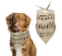 Music Notes on Old Paper Dog Bandanas for Feeding Grooming, Triangle Pet Bibs Washable Pets Scarf for Cats & Dogs